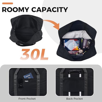 For Frontier Airlines Personal Item Bag 18x14x8 Travel Duffel Bag Carry on - color: Black (with Shoulder Strap)