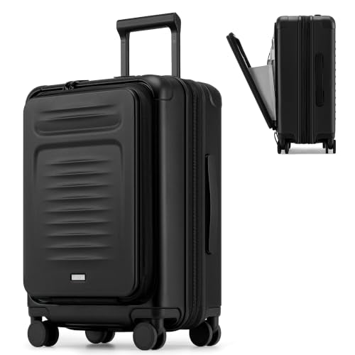 Coolife Expandable Luggage with TSA Lock Carry On Black - color: Black, size: 20 Inch-EXT