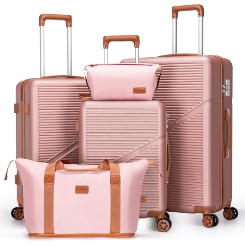 Cosbarn Luggage Sets, Durable 20,24,28 inch Suitcase Sets With Wheels - color: RoseGold