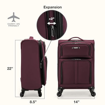 U.S. Traveler Anzio Softside Expandable Spinner Luggage, Burgundy, Carry-on 22-Inch - color: Burgundy, size: 22-Inch Carry-on
