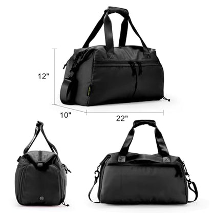 Weekender Duffel Bag With Shoe Compartment And Wet Pocket-Luggage Everyday Overnight Bag for Men and Women Travel-Carry On Gym Bag - color: Black, size: L