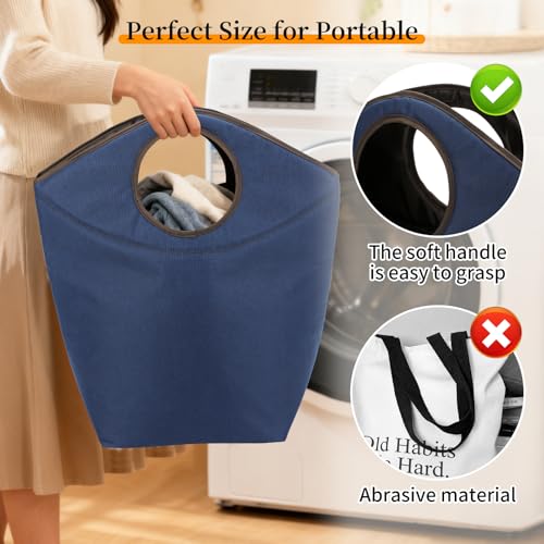 47L Collapsible Laundry Hamper, Waterproof Nylon Fabric - color: Blue, size: 17"L x 9.5"W x 18"H
