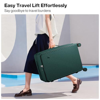 mixi 20 Inch Expandable Carry On Luggage PC Hard Shell Suitcase Top Opening Rolling Travel Suitcases with Spinner Wheels & TSA Lock, Blackish Green - color: Blackish Green, size: 20-inch