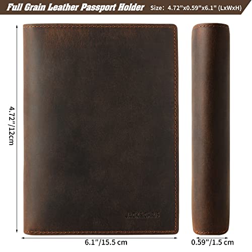 Jack&Chris Leather Passport Holder RFID Blocking Passport Travel Wallet Cover Case for Men Women Brown JC17 - color: JC17-Red Brown
