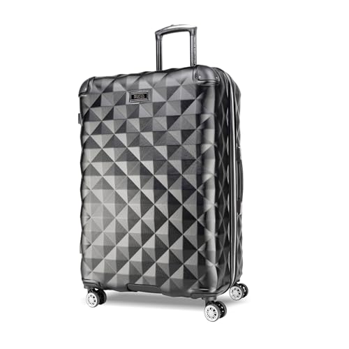 Kenneth Cole REACTION Diamond Tower Collection Lightweight Hardside Expandable 8-Wheel Spinner Travel Luggage, Black, 28-Inch Checked - color: Black, size: 28-Inch Checked
