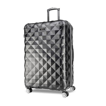 Kenneth Cole REACTION Diamond Tower Collection Lightweight Hardside Expandable 8-Wheel Spinner Travel Luggage, Black, 28-Inch Checked - color: Black, size: 28-Inch Checked