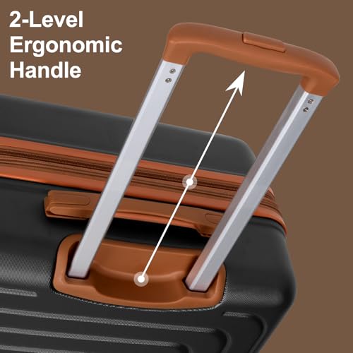 Romswi 26" Medium Checked Luggage,Checked-Medium Hardshell Suitcase with Double Spinner Wheels, Lightweight Large Hardshell Suitcase with TSA Lock,YKK Zipper, Scratch-Resistant Black - color: Black, size: 26 Inch