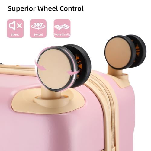 LARVENDER Expandable Carry on Luggage 22x14x9 Airline Approved, Light Pink - color: Pink Blush, size: 20 Inch( Carry-on)