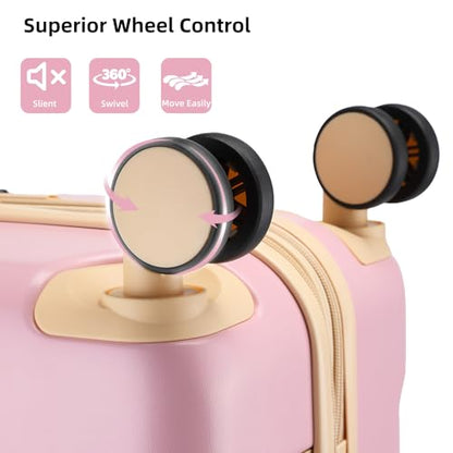 LARVENDER Expandable Carry on Luggage 22x14x9 Airline Approved, Light Pink - color: Pink Blush, size: 20 Inch( Carry-on)
