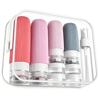 16 Pack Travel Bottles Set - TSA Approved Containers for Toiletries, Leak Proof Silicone Travel Size Containers with Jars, Spray Bottles & Clear Bag for Shampoo, Lotion