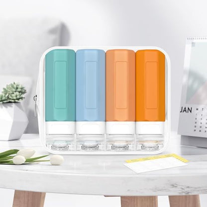 Redfly Travel Bottles for Toiletries 3oz, Silicone Travel Size Containers - color: Mixed, size: 4Packs