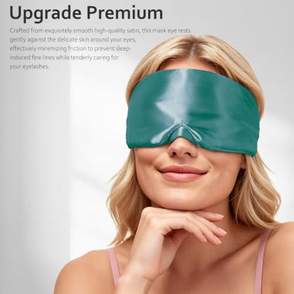 Soft Sleep Mask, Blackout Eye Mask for Side Sleepers for Women Men - color: Green