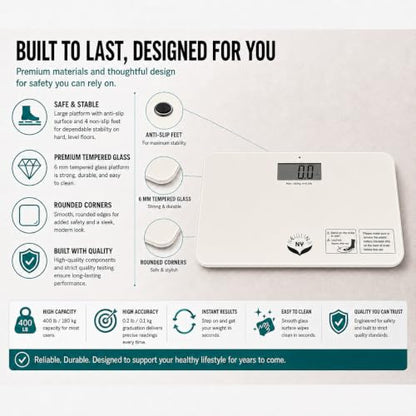 700 Series Travel Digital Bathroom Scale, 400 lb, Off-White - color: Off-White