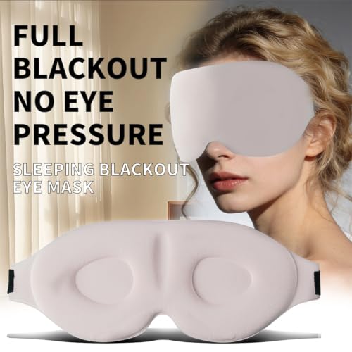 POVVIR 3D Sleeping Eye Mask, Total Blackout Blindfold, Zero Pressure Eye Cover, Breathable Soft Mask, Travel Nap Eye Mask, Deep Night Sleep Mask, Pink - color: Pink