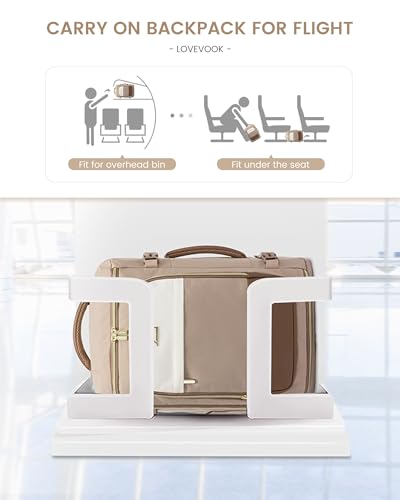 LOVEVOOK 항공사 승인 여행용 노트북 휴대용 백팩 여성용, 4개 - color: 베이지 & 카키, size: 40L-4PCS