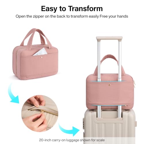 Hanke Hanging Travel Toiletry Bag with Jewelry Organizer, Pink - color: Pink