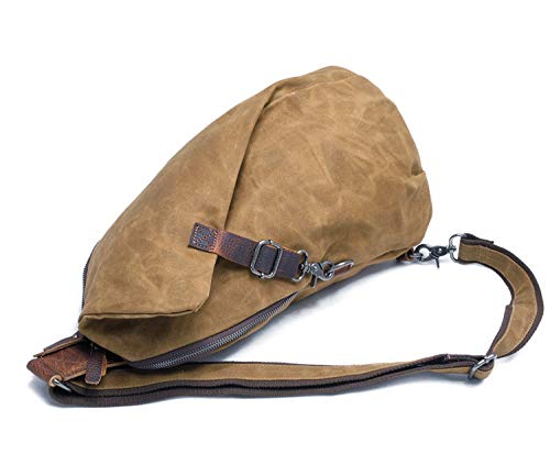 Men's Sling Backpack Waxed Canvas Crossbody Bag Casual Daypacks - color: Light Grey