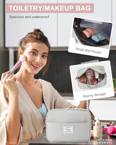 WISEPACK Gym Bag for Womens with Shoes Compartment Travel Duffel Bag - color: B6-Grey Pink