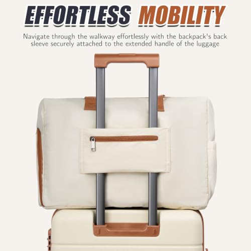 Cosbarn Luggage Sets 5 Piece, Hardshell Suitcase with Spinner Wheels - color: Beige