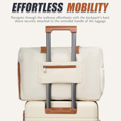 Cosbarn Luggage Sets 5 Piece, Hardshell Suitcase with Spinner Wheels - color: Beige