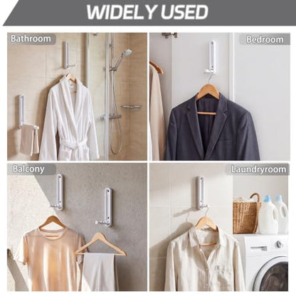 4.33 in Extended Folding Coat Hooks, 2 Pack White Wall Hooks, Zinc Alloy - color: White, size: 4.33In-2 Pcs