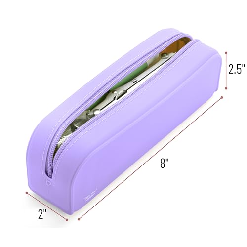 Mr. Pen- Silicone Pencil Case, Aesthetic Pencil Bag for Women, Makeup Pouch - color: Purple