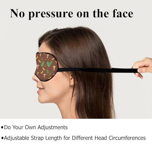 Cute Monkey Silk Sleep Mask, Adjustable Elastic Strap, Yellow, Animal Banana Palm Leaf Pattern, Soft Eye Shade Cover for Men Women Boy Girl Airplane Travel - color: Cute Monkey