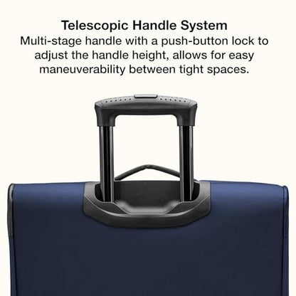 U.S. Traveler Anzio Softside Expandable Luggage with Spinner Wheels, Navy, 22-Inch Carry-on - color: Navy, size: 22-Inch Carry-on