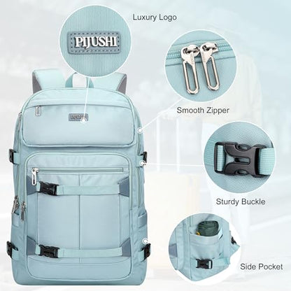 PIJUSHI Travel Backpack 35L Carry On Backpack Flight Approved - color: Teal Blue
