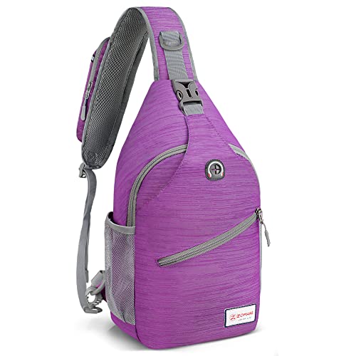 ZOMAKE Sling Bag,Small Crossbody Sling Backpack Shoulder Daypack for Travel - color: Purple B, size: 8L
