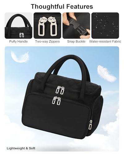 Travel Toiletry Bag with Hanging Hook for Full Sized Container - color: Black, size: X Large