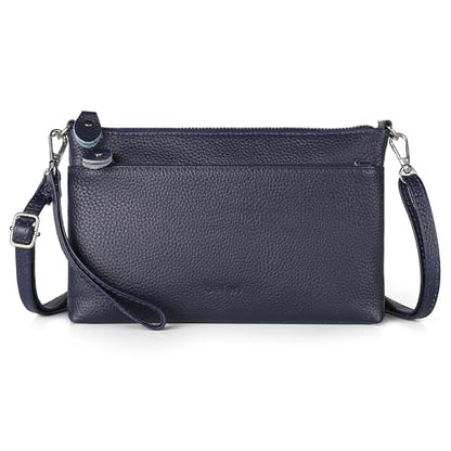 befen Genuine Leather Wristlet Clutch Wallet Purses with RFID Blocking - color: Navy Blue