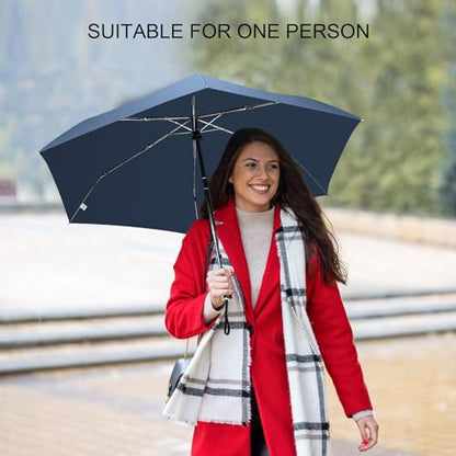 Automatic Lightweight Travel Flat Umbrella Compact Folding for Pocket - color: 04.Dark Blue