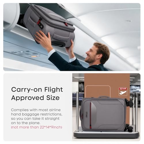 22'' Upright Spinner Softshell Suitcase w/Spinner Wheels - color: Grey, size: Carry-On 22 inch