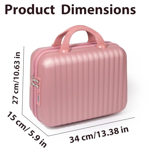 14 Inch ABS Hard Shell Makeup Train Case with Lock Make up Storage Box - color: RoseGold, size: 14 Inch