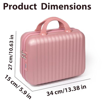 14 Inch ABS Hard Shell Makeup Train Case with Lock Make up Storage Box - color: RoseGold, size: 14 Inch