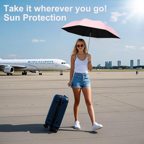 BAODINI Mini Travel Umbrella with UV Sun Protection, Compact Pocket-Size - color: D-1-Pink