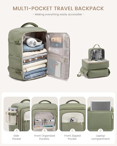 LOVEVOOK 항공사 승인 여행용 노트북 휴대용 백팩 여성용, 4개 - color: Pea Green., size: 50L-4PCS