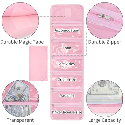 Money Organizer with Zipper,Cash Envelopes Budget Binder - color: Pink