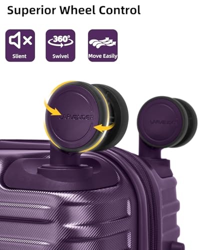LARVENDER Expandable Carry on Luggage Suitcase with Wheels, Royal Purple - color: Royal Purple, size: 3 Piece Set (20/DB/TB)