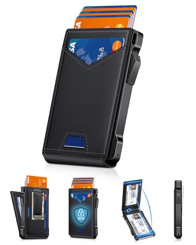 Wallet for Men RFID Wallet with 2 ID Windows & Money Clip, Slim Card Holder - color: Black