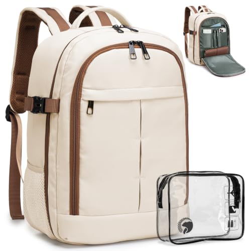 Small Travel Backpack 20L,Personal Item Bag 40x30x15cm,Flight Approved Underseat Travel Bag,Carry on Luggage Bag,Mochila de Viaje,Cabin Size Backpack - color: Beige