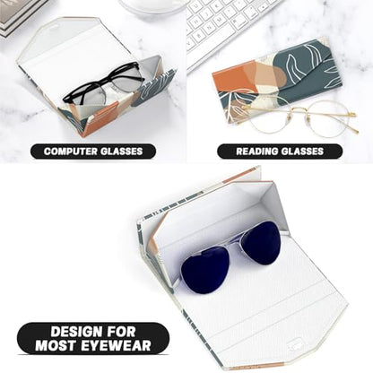Sunglasses Case, Foldable Glasses Case, Magnetic Hard Shell Folding Holder - color: Boho Leaf, style: 2 Pcs