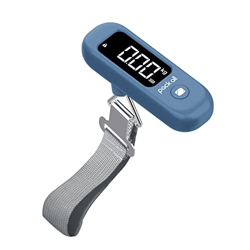 pack all Digital Luggage Scale for Travel, 110Lbs Capacity, 0.1Lb Precision | Handheld, Backlit LCD Display, Lb/Kg/Oz Conversion, Tare Function, Battery Included, Navy - color: Navy