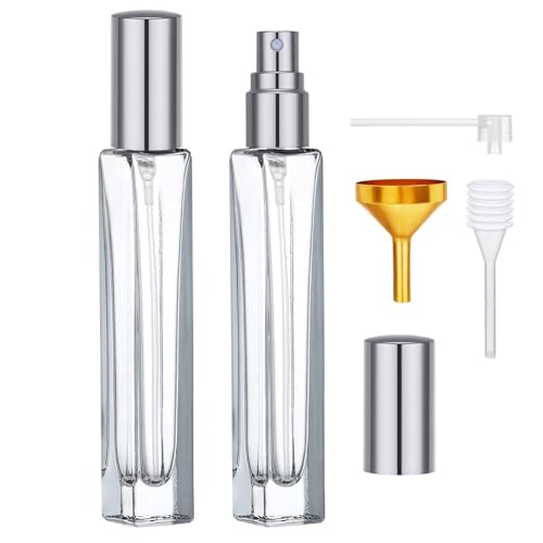 Segbeauty 0.34oz Empty Travel Cologne Sprayer, 2pcs 10ml Small Perfume Spray Bottle Refillable, Gray Travel Perfume Atomizer Glass Bottles Set with Refill Kit, Mini Fragrance Atomizer Portable - color: Gray