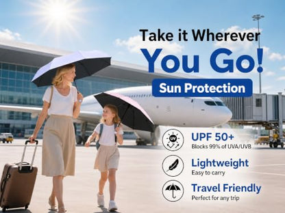 BAODINI Mini Travel Umbrella with UV Sun Protection, Compact Pocket-Size - color: B-1 Pack Light Purple