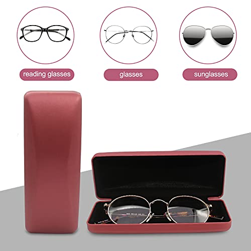 SMARTTOP Hard Shell Eyeglass Case- Glass Case With Cleaning Cloth, Glasses Case hard shell for men women - color: Burgundy