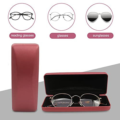 SMARTTOP Hard Shell Eyeglass Case- Glass Case With Cleaning Cloth, Glasses Case hard shell for men women - color: Burgundy