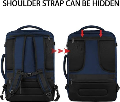 Vancropak 45l Expandable Travel Backpack, Carry on Backpack for Airplanes - color: Blue, size: XX-Large