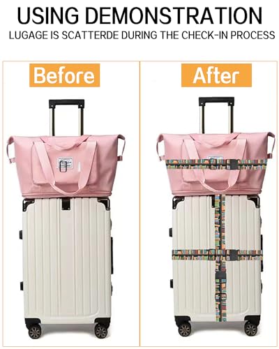 Luggage Straps for Suitcases, Adjustable Travel Belt, Durable Wide Luggage Strap, Cute Suitcase Strap Identifiers with Buckle, Bag Straps for Luggage, Cute Book Pattern - color: Cute Book Pattern
